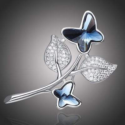 Éternelle Brož Swarovski Elements Rhianna motýl B2077 Modrá