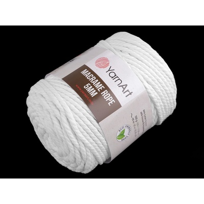 Pletací příze Macrame Rope Ø5 mm 500 g rozčesávací Varianta: 1 (751) bílá, Balení: 1 ks 48618/117227/225517