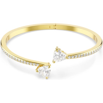 Swarovski Pozlacený pevný náramek Srdíčka Mesmera 5733511 15,1 cm