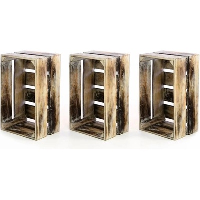 Divero Sada 3x drevená debnička VINTAGE 44 x 28 x 19 hnedá 54860