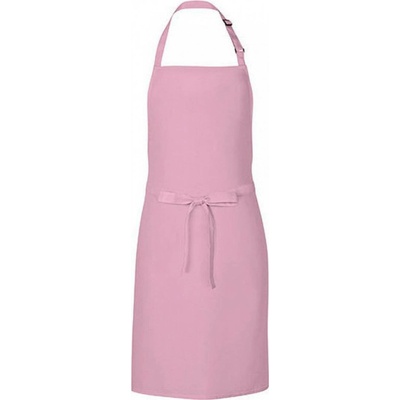 Link Kitchen Wear Univerzální keprová zástěra s laclem a nastavitelným páskem u krku růžová světlá 72 x 85 cm X986
