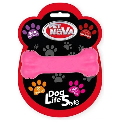 Pet Nova Dog Life Style gumová hračka, růžová, hovězí příchuť 11 cm