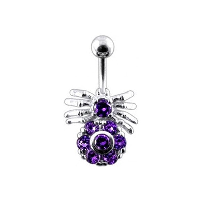 Šperky4U Stříbrný piercing do pupíku tmavě fialové zirkony BP01282-A