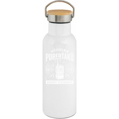 123TRIKO termoska Učitelka puberťáků krizový vyjednavač, bílý tisk 500 ml