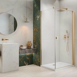Radaway Правоъгълна душ кабина с люлееща се врата Radaway Nes KDJ I 100x70 см, гланцово-прозрачно златно покритие, дясна (10022100-09-01R+10039070-01-01)