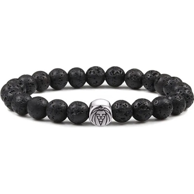 Daniel Dawson korálkový náramek Lion lávový kámen chirurgická ocel NR2246/17 Černá