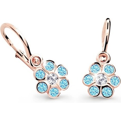 Cutie Jewellery detské náušnice z ružového zlata C1737-10-X-4 svetlo modrá