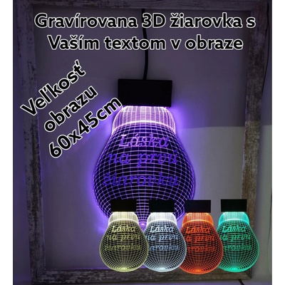 Gravírovana žiarovka s textom v ráme 60x45cm