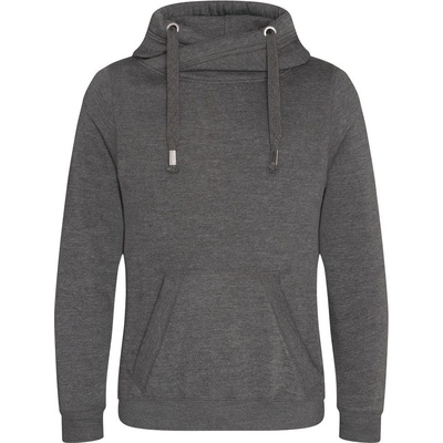 Just Hoods mikina s překříženým límcem tmavě šedý melír