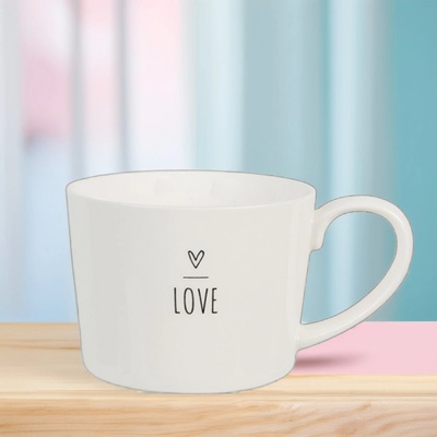 Clayre & Eef Bílý hrnek se srdíčkem s nápisem Love Lovely Day 12*8*7 cm 275 ml – Sleviste.cz