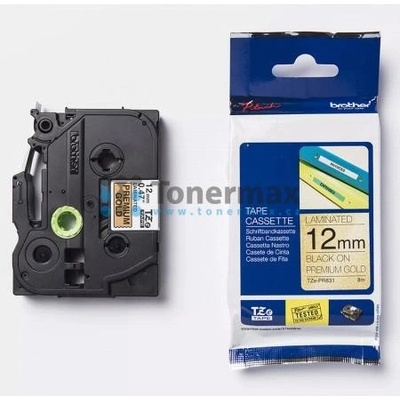 Brother TZe-PR831, 12mm, laminovaná exklusivní zlatá páska / černý tisk originální