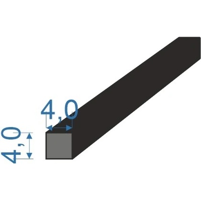 0595040 Pryžový profil 4x4mm EPDM 70°Sh čtvercový