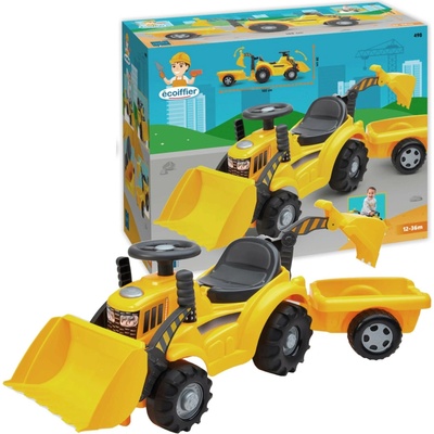 Ecoiffier s prívesom Backhoe Ride on Maxi Abrick s bagrom a nakladačom 8 maxi kociek