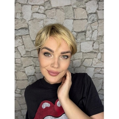 Zlatá blond pixie parochňa z pravých a umelých vlasov Candy