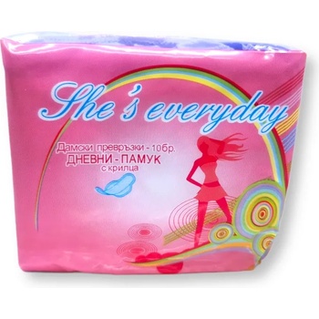 Image 1 of She's everyday дамски превръзки с крилца, Дневни, Памук, 10 броя