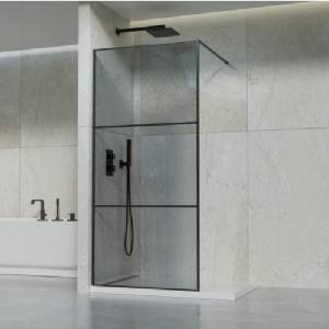 Inter Ceramic Стъклен параван за баня 123b, статичен 90х200 см, черен мат