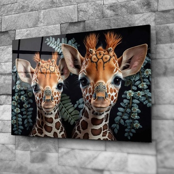 Art gift Стъклено АРТ пано - Любопитни жирафи