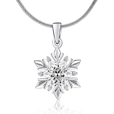 SILVEGO Strieborný prívesok Snehová vločka sa zirkónmi Swarovski JJJP0811