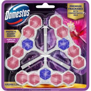 Domestos Aroma Lux Блок за освежаване на тоалетната с концентрирани етерични масла Hibiscus Charm (3x50g) (8720182903235)