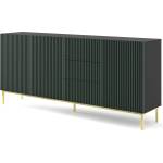 BIM Furniture Комод Ravenna F 200 3D3S боядисан фрезован MDF, черен мат/тъмнозелено/злато (RAVENNACBMDARKGRGF)