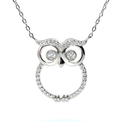 Rafity Stříbrný řetízek s pevnou ozdobou sovy se zirkony N0043-05