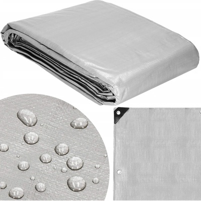 Springos Nepremokavá krycia plachta s okami 6 × 8 m sivá/čierna 260 GSM S-GA2186