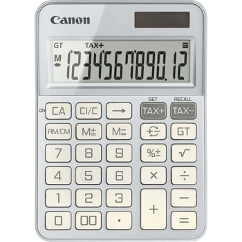 Canon Калкулатор Canon KS-125KB-SL, 12 разряден дисплей, изчисляване на данъци, процент, корен квадратен, сребрист (6818C003)