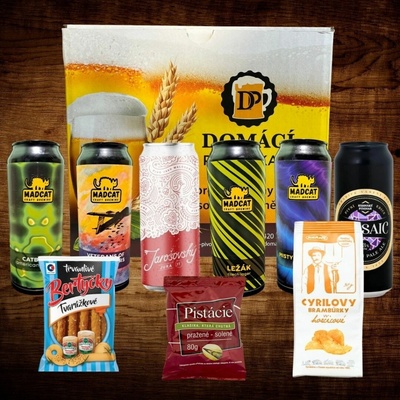 Domácí pivotéka Dárková sada 6 piv a pivních pochutin 11°-12° 6 x 0,5 l (set)