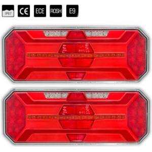  Комплект Ляв + Десен Мултифункционални Диодни LED Лед Стопове с Бягащ Мигач Неон Neon Ефект 12V 24V 350mm X 131 mm X 60m