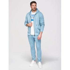 Ombre Clothing Мъжко спортно облекло: суитшърт с качулка и цип + панталони с прави крачола - светло синьо V7 Z23 Ombre Clothing Ombre Clothing | Sin | МЪЖЕ | M