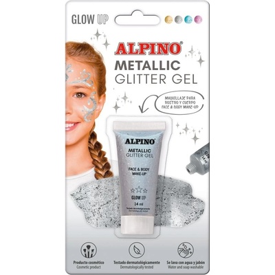 Alpino Glow up trblietavý gél metalická strieborná 14 ml