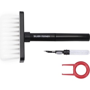 Silver Monkey Комплект за почистване на мобилни устройства, слушалки и други - Silver Monkey Keyboard And Headphones Cleaning Kit 3-in-1 (черен) (SMA088)