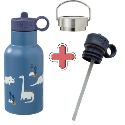 Fresk : 2 в 1 Бутилка и термос от неръждаема стомана с вградена сламка 350мл - Dino (FR-FD300-10)