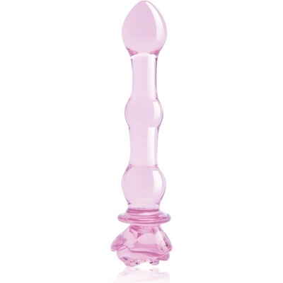 Dream Toys Dildo GLAZE GLASS 8" Rosebud Beaded růžové