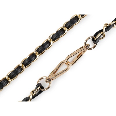 Prima-obchod Koženkový popruh / ucho s řetízkem a karabinami, na kabelky a mobilní telefony šíře 2 cm, barva 6 černá zlatá – Zbozi.Blesk.cz