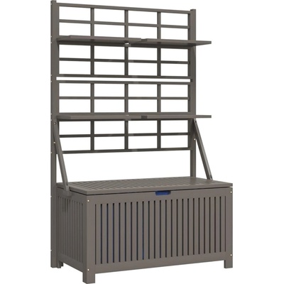 Сандък за съхранение с пергола, сив, 99x50x160 см, масив акация