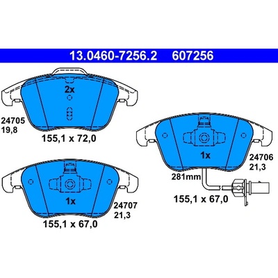 ATE Sada brzdových platničiek kotúčovej brzdy 13046072562