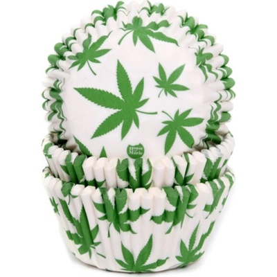 House of Marie Biele košíčky Marihuana na cupcakes 50 ks 50x33 mm