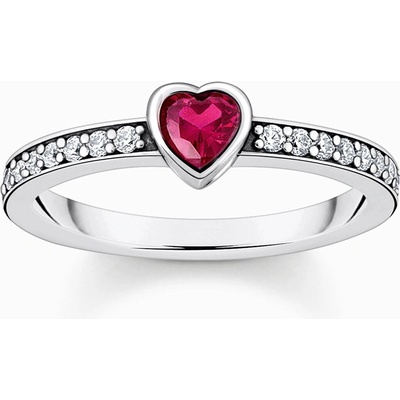 Thomas Sabo TR2448 640 10 Silver solitaire ring red stone zirconia
