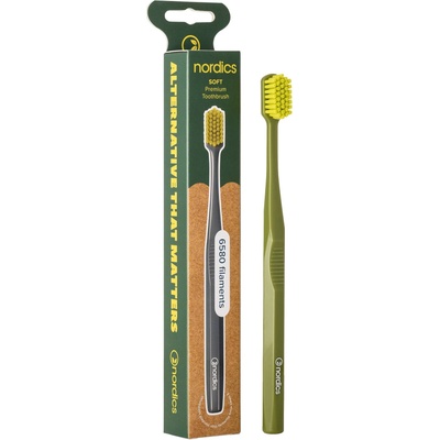 Nordics Премиум четка за зъби 6580, Soft, тъмнозелена