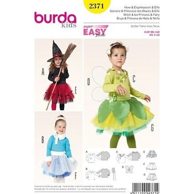 Střih Burda žlutý 2371 - dětský kostým čarodějnice, ledová královna, víla