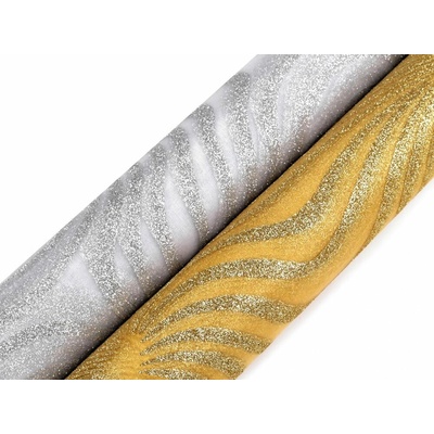 Organza s glitry šíře 48 cm návin 4,5 metru - 1 stříbrná