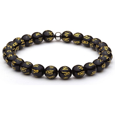 BudNej minerálny náramok OBSIDIÁN S MANTROM MN1093