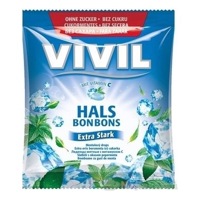 VIVIL Extra Stark drops mentolový s vitamínom C bez cukru 60 g