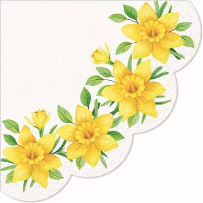 Paw Decor Papírové ubrousky Narcisy kruhové průměr 32 cm 12 ks