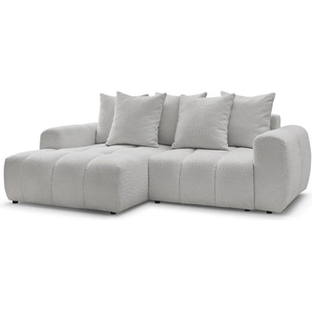 Bobochic Светлосив разтегателен ъглов диван с място за съхранение от букле (ляв ъгъл) Roxelane - Bobochic Paris (108376)