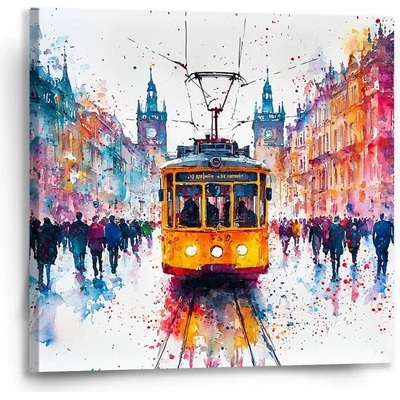 Sablio Obraz Žltá električka Paint - 50x50 cm