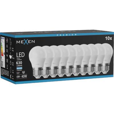 Mexen Nova 10x LED крушка E27, G45, 6W, Студена - 6500K, 630 lm - L101-E27-0665-01x10 (L101-E27-0665-01x10)