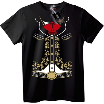 NOONEBRAND Тениска Фолклорен стил със Златна бродерия - 7XL, Black