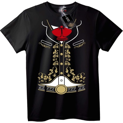NOONEBRAND Тениска Фолклорен стил със Златна бродерия - 7XL, Black